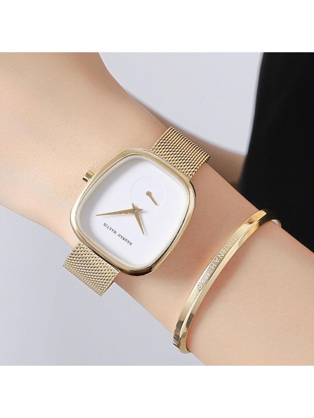 Women's Gold Analog Quartz Mash Stainless Steel Vintage Rectangular Luxury Watch - Picture 4 of 6